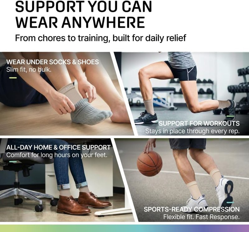 Ankle Brace Compression Sleeve - Foot Support Socks for Sprains, Tendonitis & Arthritis | Unisex, Adjustable Fit
