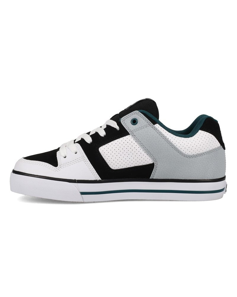 DC Men's Pure Skate Shoe, White/Black/Teal, 12