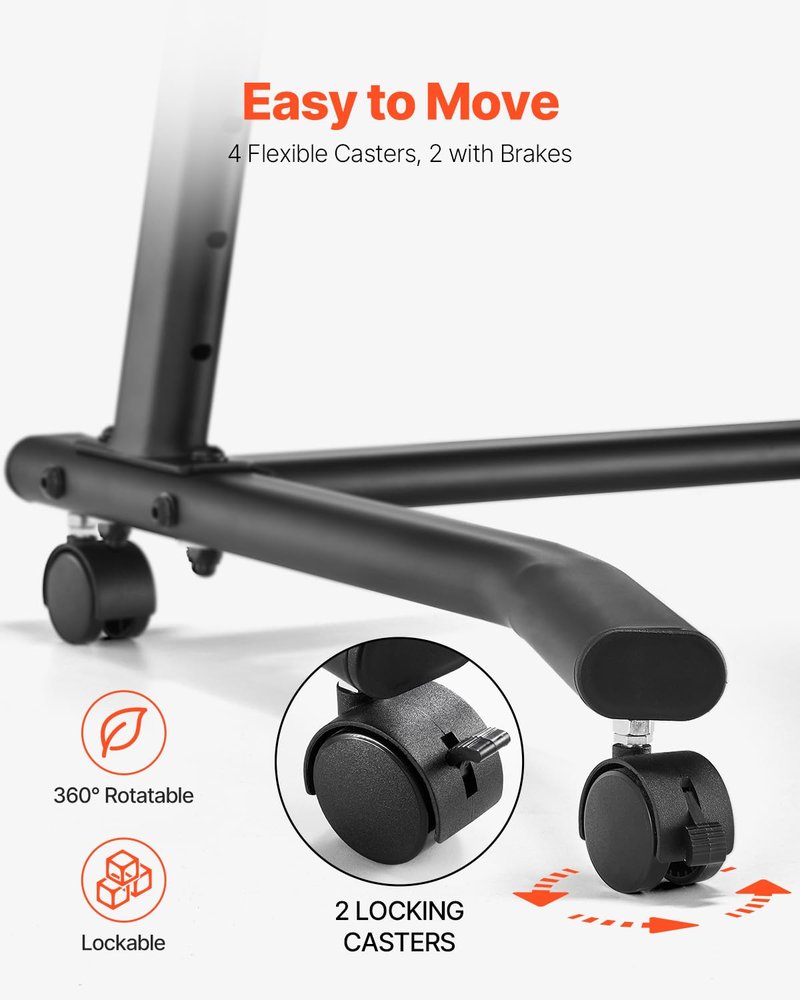 VEVOR Cycling Desk, Mobile Foldable Multi-Functional Bike Trainer & Treadmill Desk with Lockable Wheels, Non-Slip Multi-Slot Bike Trainer Fitness Desk with Handle Bar, Fit for Home Office Exercise
