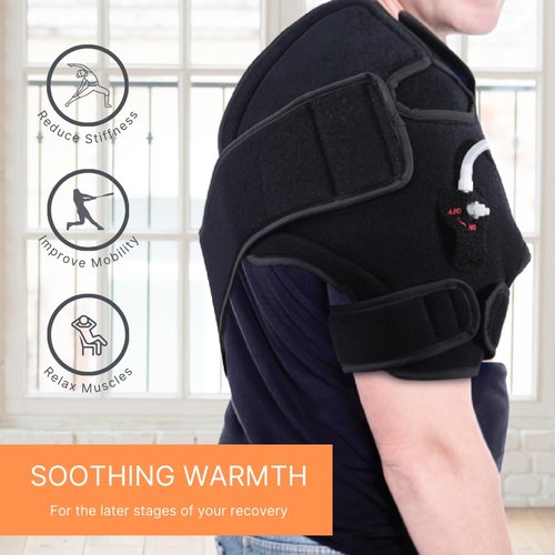 NatraCure Advanced Hot or Cold Therapy Shoulder Ice Pack Wrap, Shoulder Brace for Shoulder Pain Relief - (Heating Pad for Rotator Cuff Injuries, Surgery, Gym Injuries, Baseball, Pitching) - 16032