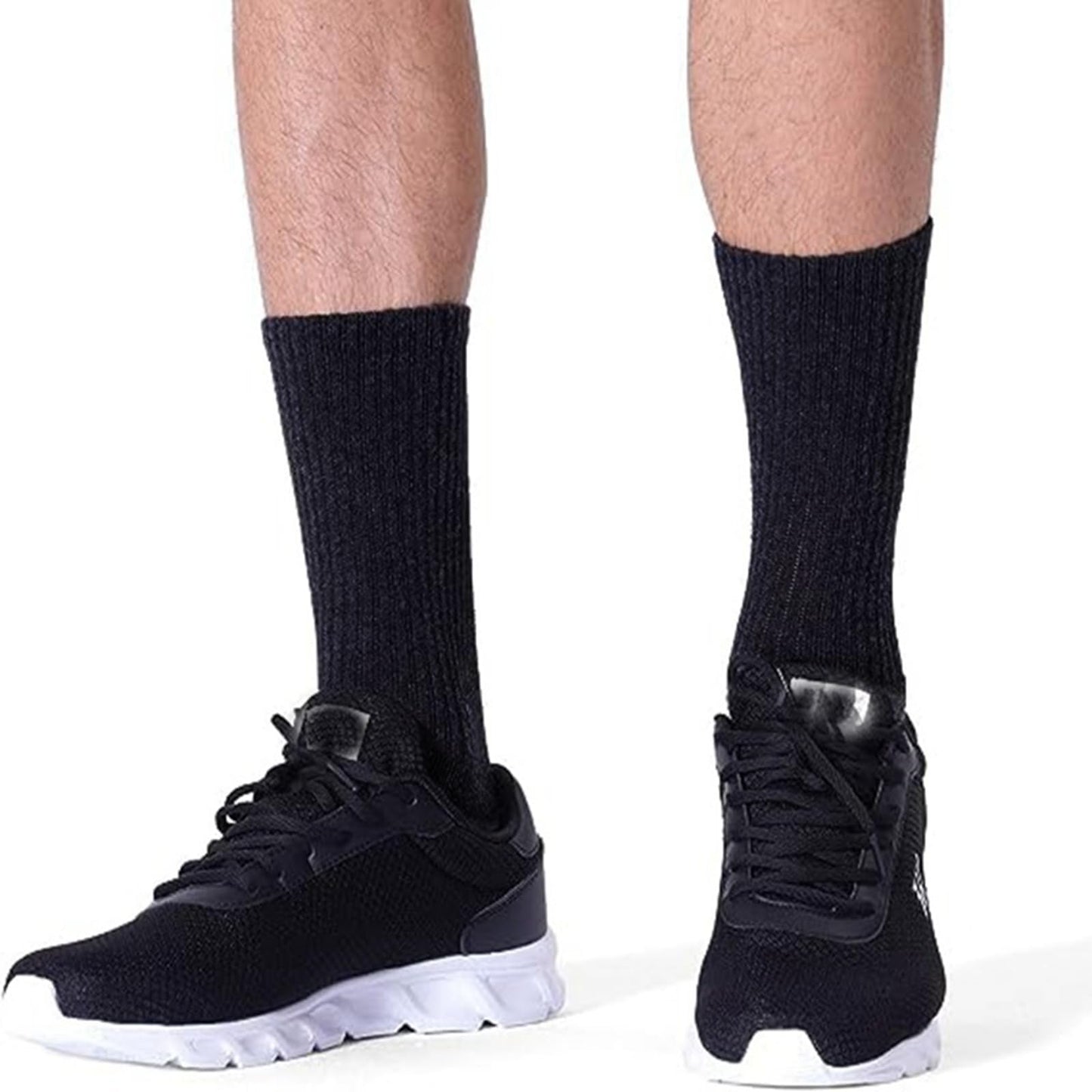 Looknniy 20 Pairs Crew Athletic Socks for Men Moisture Wicking Cushion Crew Socks for Sport Running Traveling (Color H-Black)
