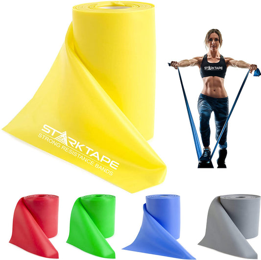 Starktape Resistance Bands 8 Yard Professional Roll. Non-Latex Elastic Exercise Fitness Band for Upper & Lower Body, Physical Therapy, Pilates, Rehab, Yoga, Pilates, Home Workout. Extra Light Yellow