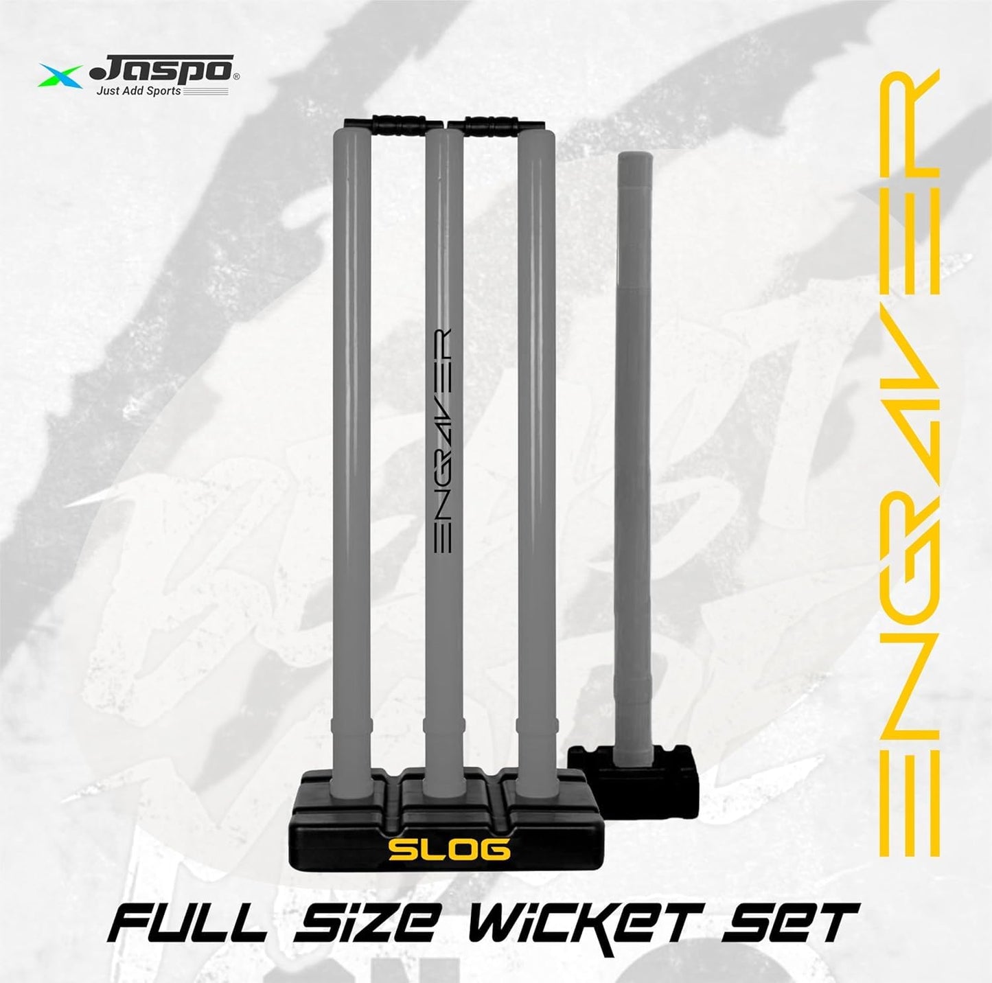 Jaspo Slog Engraver Cricket Kit Full Size Plastic Bat, Synthetic Ball, Stumps Kit Bag Lightweight Durable Tennis Cricket Plastic Kit Cricket Kit