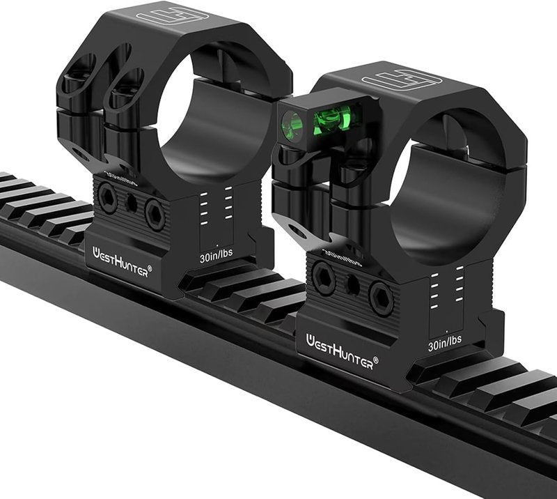 Precision Picatinny Scope Rings - 120 MOA Adjustable Height Mount for 1 Inch, 30mm, 34mm Tubes | Includes Bubble Level