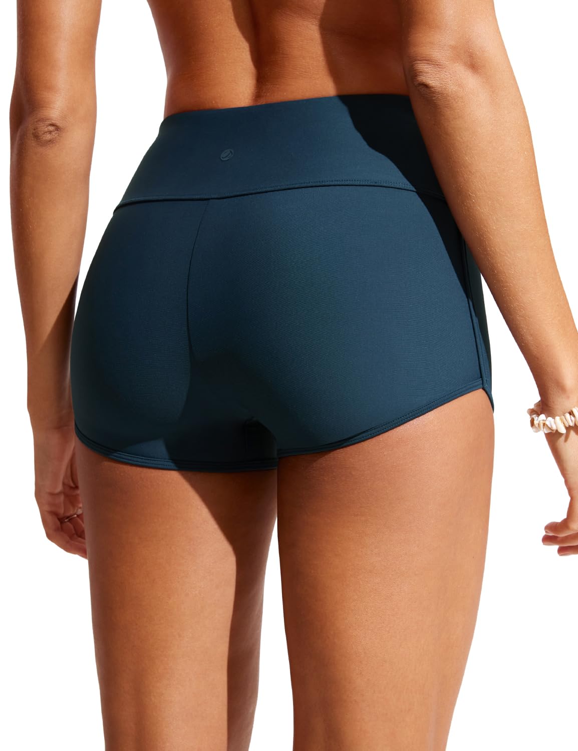 CRZ YOGA Womens 3'' Swim Shorts - High Waisted Board Shorts Quick Dry Bathing Suit Bottoms Dolphin Boy Shorts with Liner Insignia Blue XX-Small