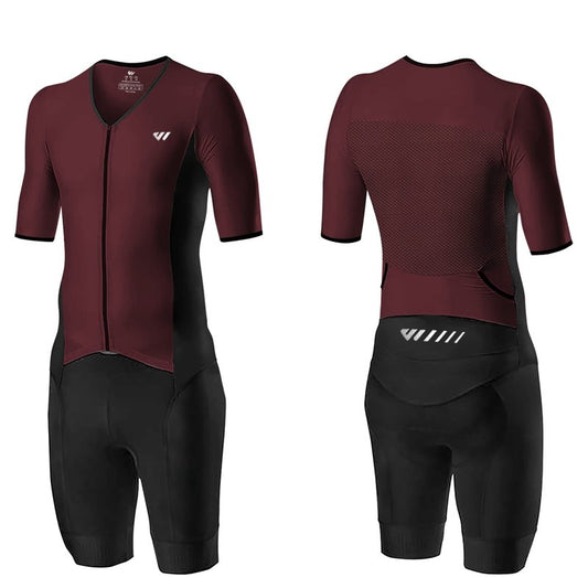 Logas Men‘s Triathlon Suit Trisuit Race Skinsuit Cycling Speed Suit Swimskin Bike Swim Run