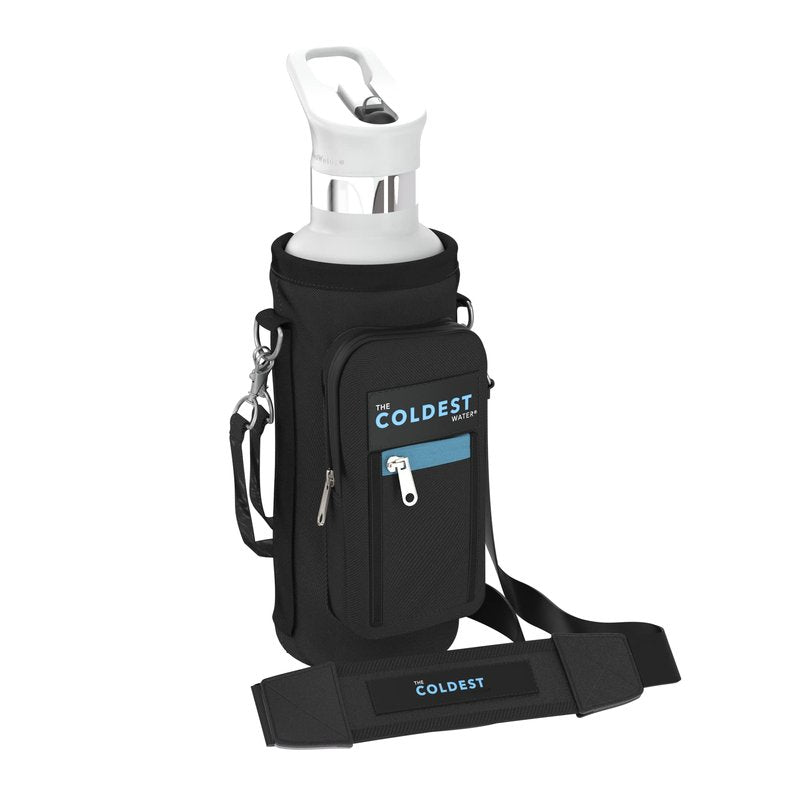 Coldest Water Bottle Carrier Bag with Adjustable Straps - Travel Friendly, Dent Free Design & Extra Phone Pocket, Holder Case Pouch Sleeve Cover Fits Insulated Stainless Steel Water Bottle (21-32 oz)