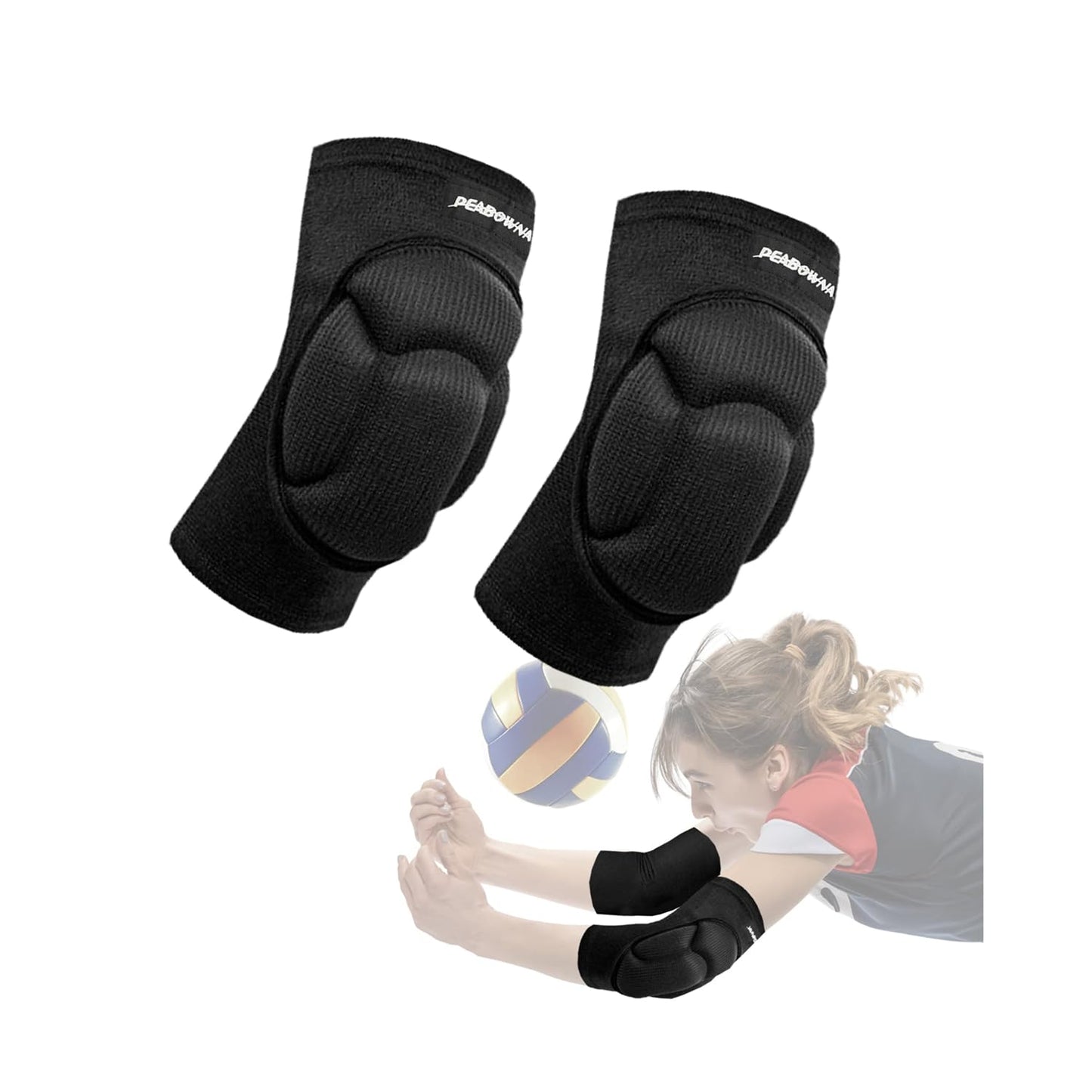 Peabownn Volleyball Elbow Pads Women 2XS-3XL - Kids Teens Elbow Protector with Thicken Sponge Padding Breathable Stretchy CottonBiking Volleyball Basketball Football Skating Dancing -XS