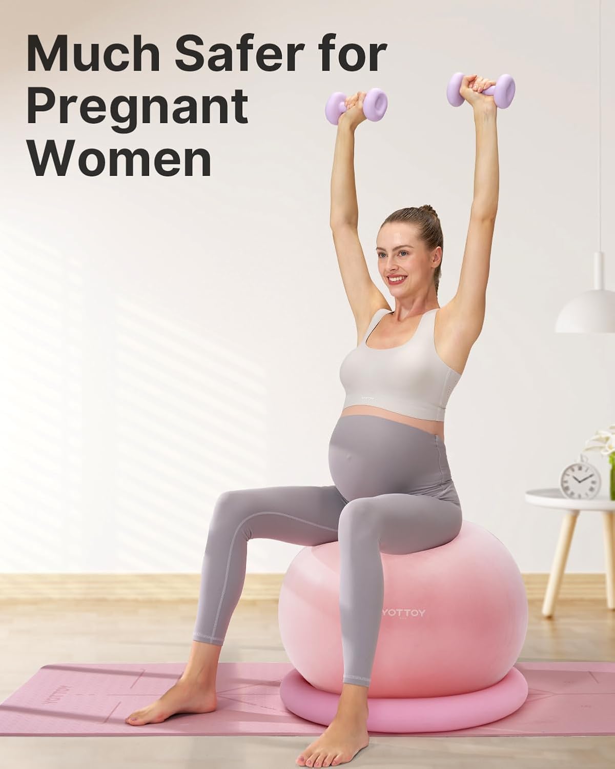 YOTTOY Exercise Ball Chair - Yoga Ball Seat for Home Office | Stability & Fitness Ball (Pink, 23-26 Inches)