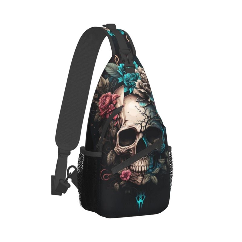 MEUUD Dog Paw Sling Bag for Women Men Chicken Crossbody Bags Halloween Gothic Skull Daypack Shoulder Bag Backpack (gothic skull)