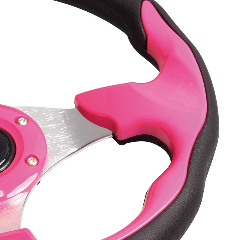 GONMOT Pink D Shape Golf Cart Steering Wheel Universal Fit for Golf Cart Club Car DS and Precedent EZGO RXV & TXT, Yamaha, Tempo with Silver Aluminum Frame