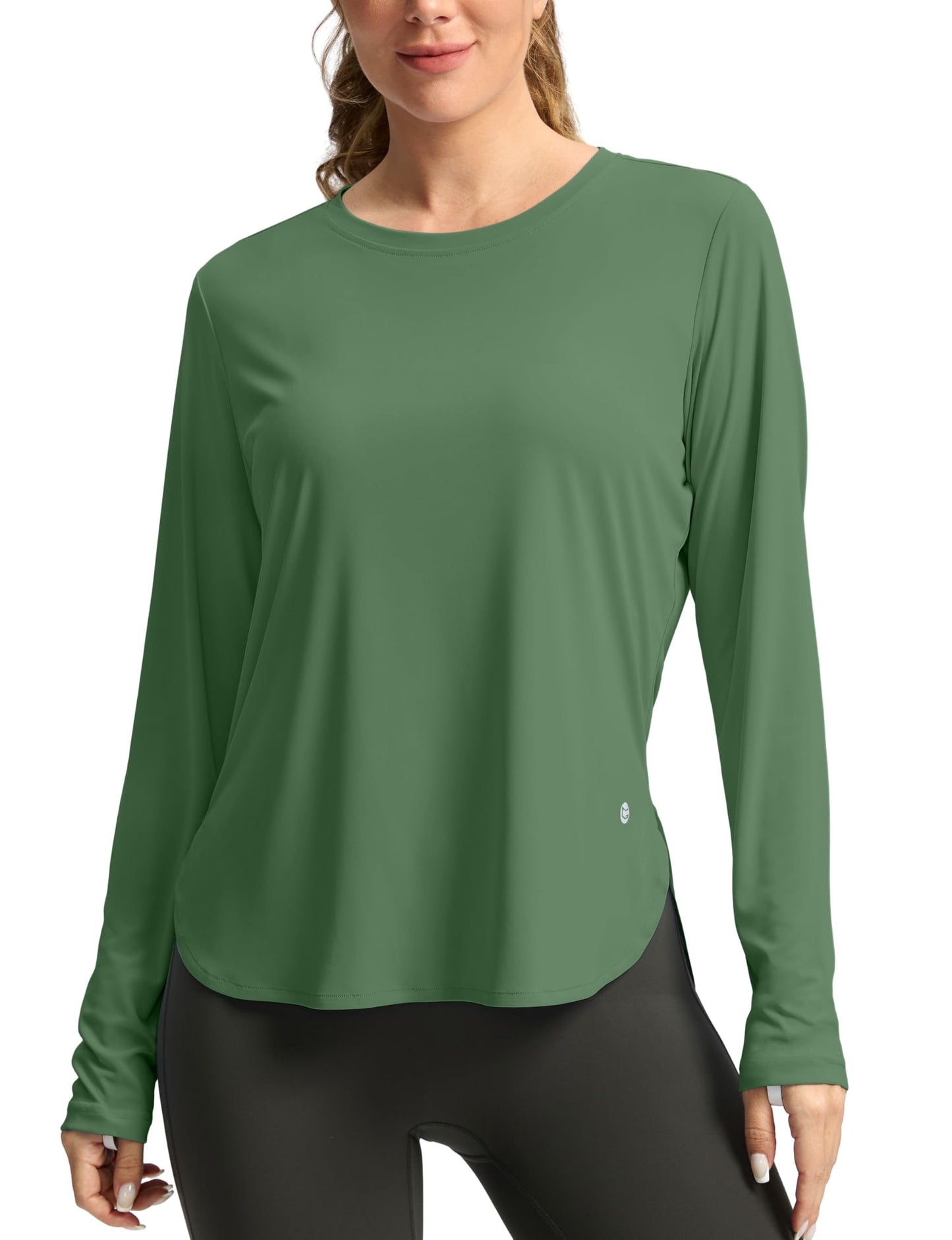 Women's Sun Shirts UPF 50+ Long Sleeve UV Protection Shirt Lightweight Quick Dry Workout Hiking Tops for Women(Army Green,L)