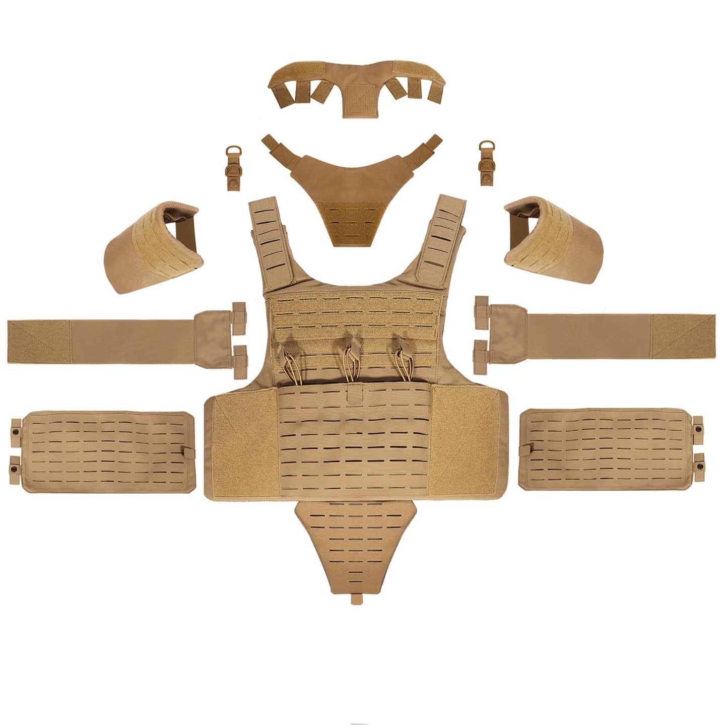 YAKEDA Tactical Training Vest -1000D Nylon Adjustable Vest with laser cut System,Full bady Outdoor Vest for Airsoft, Camping (CP)