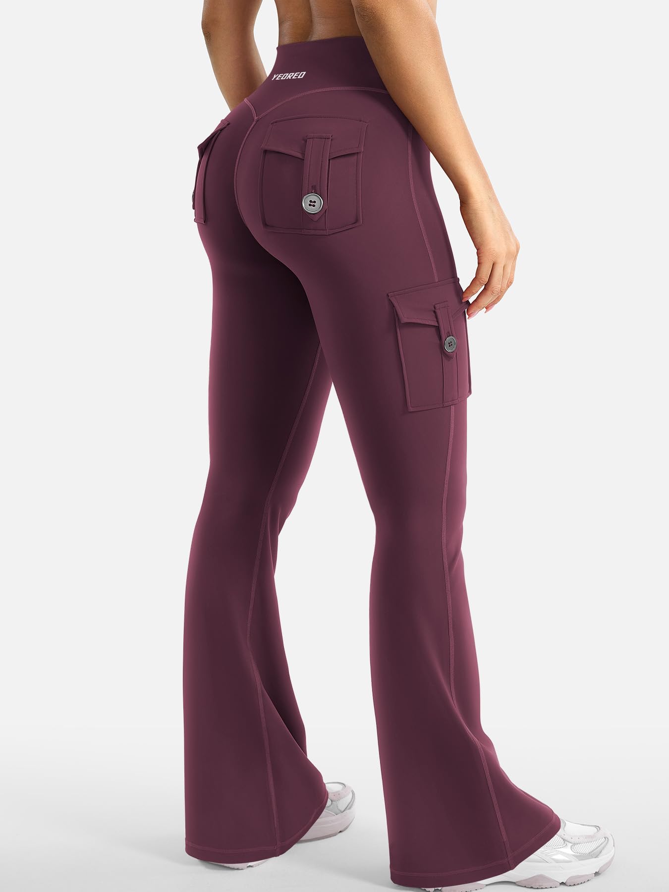 YEOREO CoreFlex Women Workout Flare Leggings Black Cherry