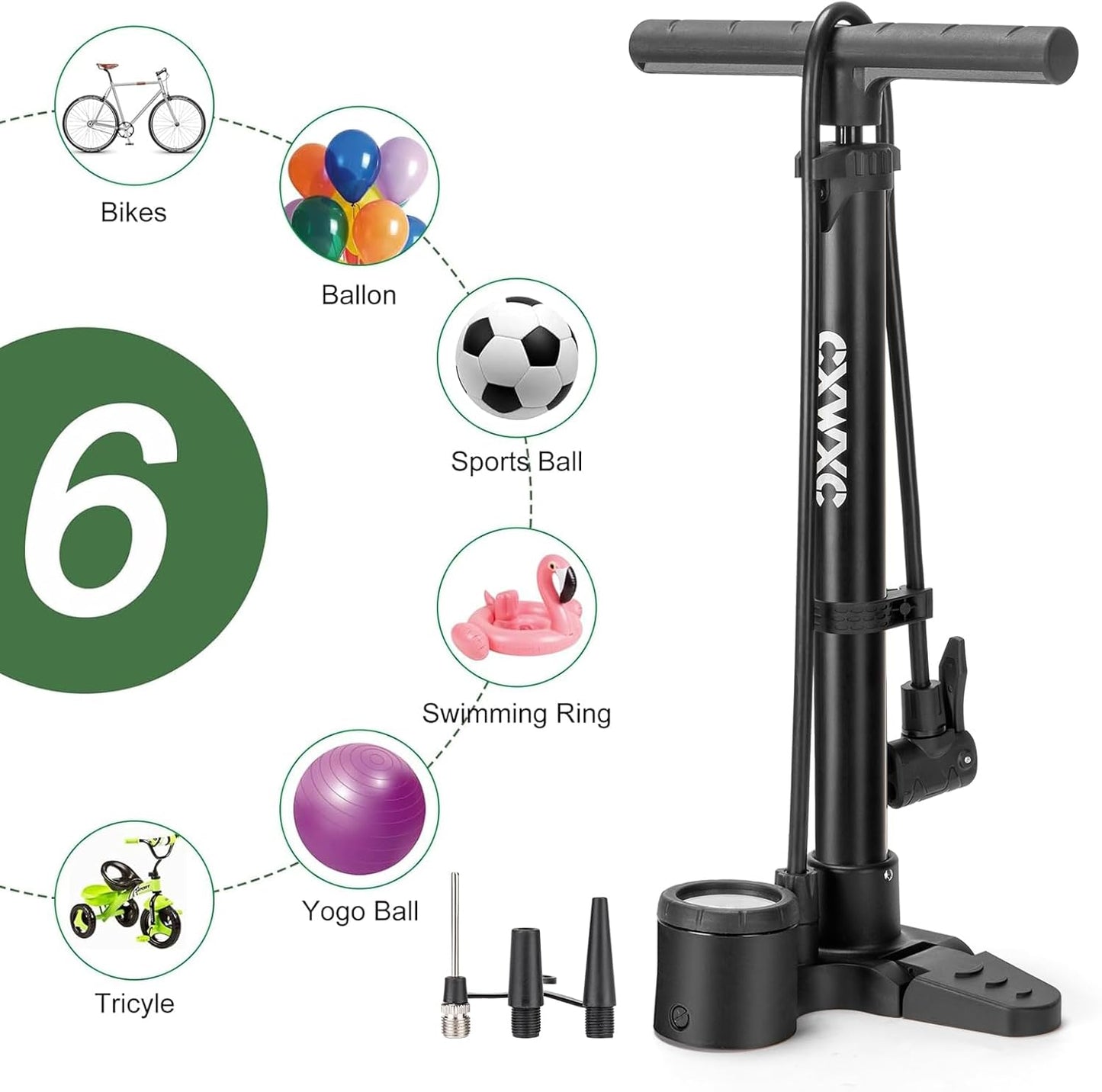 Bike Pump with Pressure Gauge - 160 PSI Portable Air Pump for Presta & Schrader Valves | Compact Design