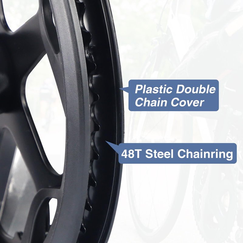 Prowheel E Bike/ Bike Crankset 1 Piece/Single 48T/52T Steel Chainring with Double Chain Cover 170mm Aluminium Alloy Arm for Single Speed and 6/7/8 Speeds Electric Bike,Bicycles, Folding Bicycle