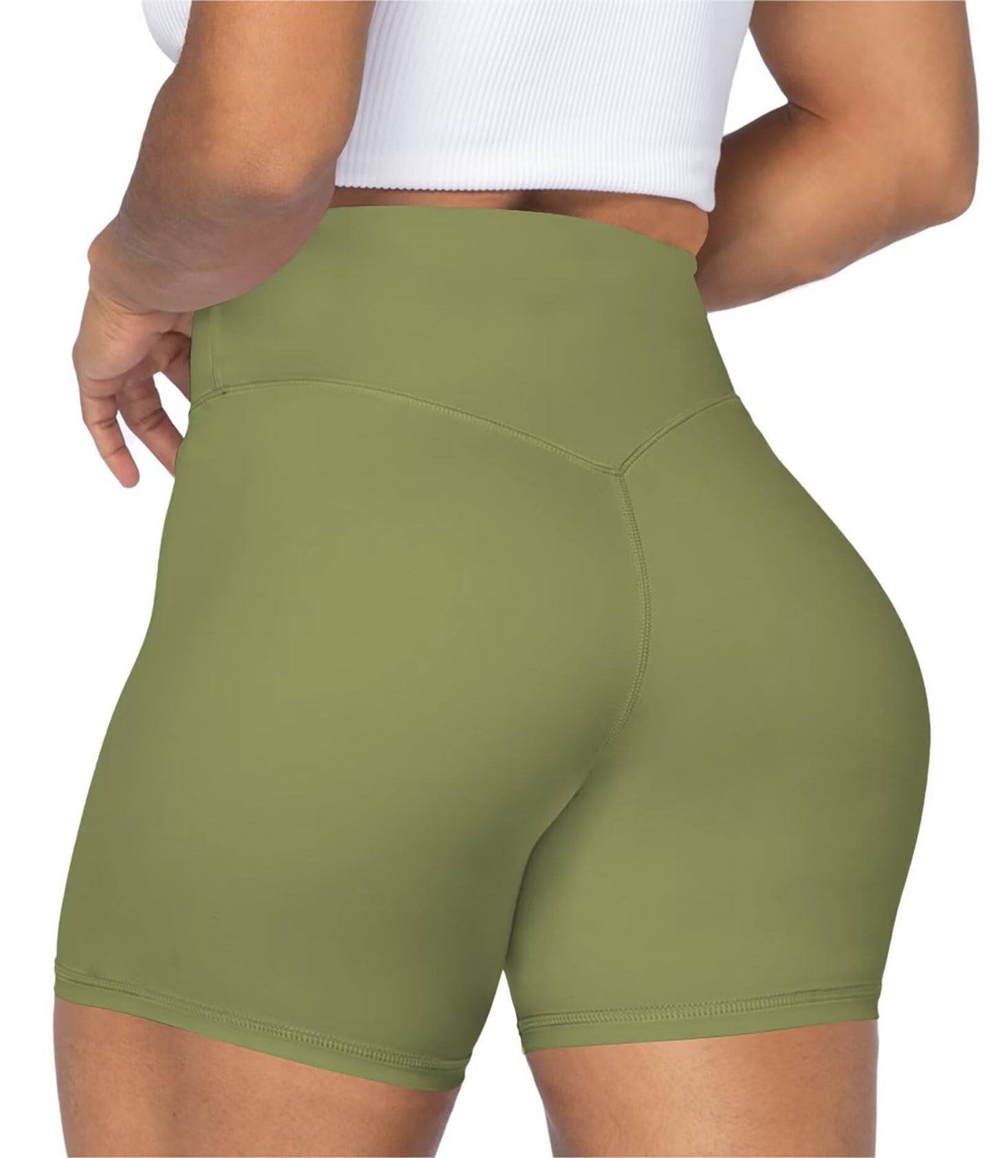 Sunzel No Front Seam High Waist Biker Shorts for Women, Squat Proof Yoga Workout Gym Bike Shorts 8" Caramel Cafe X-Large