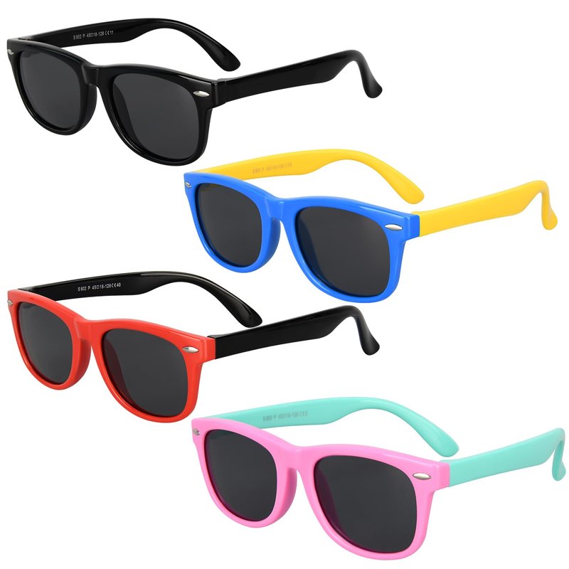 Mdvora Kids Polarized Sunglasses, Toddler Sunglasses UV Protection Flexible Rubber Glasses Shades(4pcs)