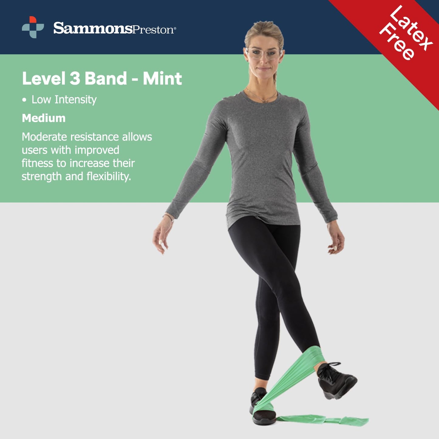 Sammons Preston Non-Latex Exercise Band, 5 Pack, Improve Strength, Dexterity, and Flexibility, Stretch & Tone All Major Muscle Groups, Set of 5 Includes All Five Increasing Resistance Levels