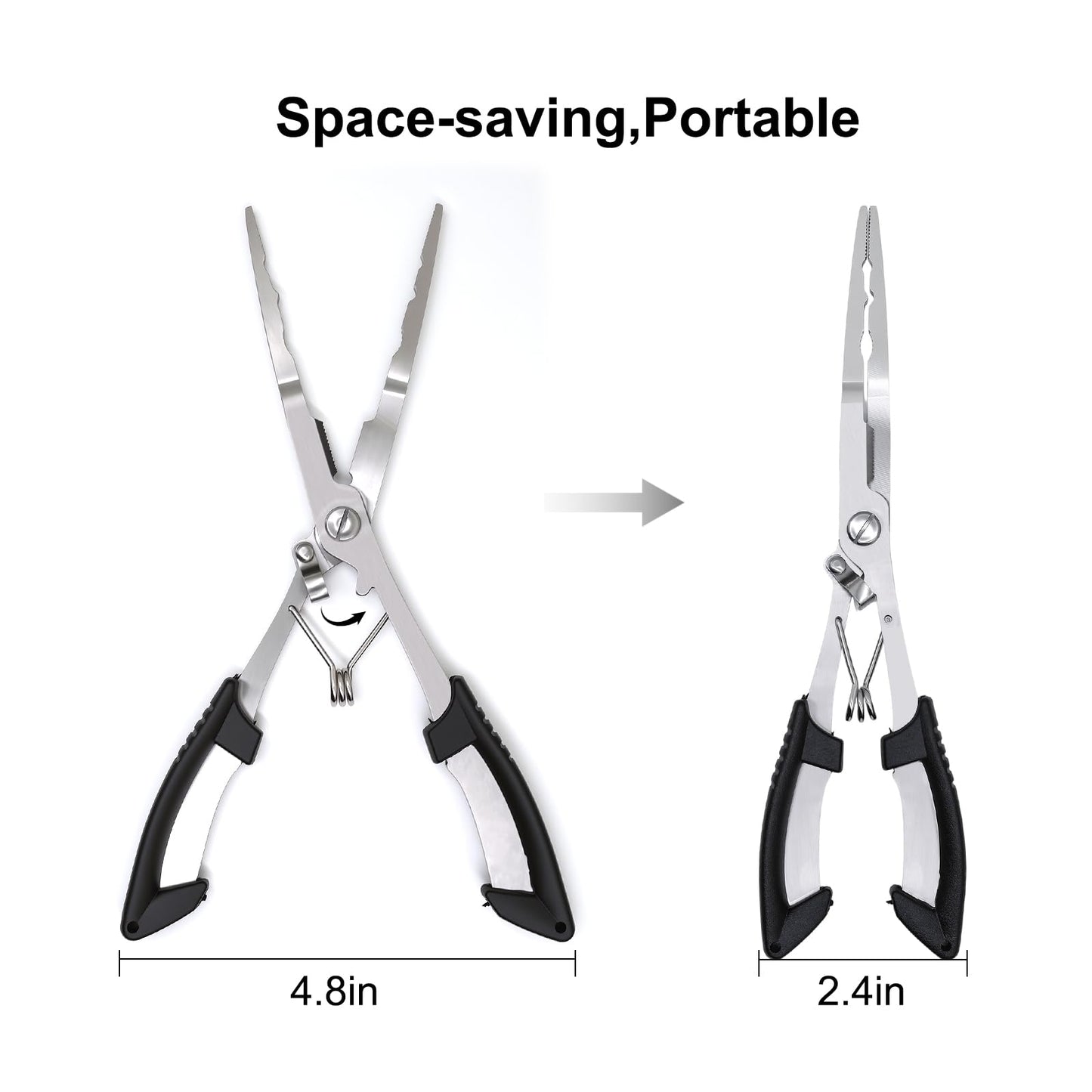 Fishing Pliers Hook Remover Tool, Stainless Steel Fishing Needle Nose Pliers Saltwater Freshwater, Fish Dehooker Plyers with Lanyard, Fish Multitool Gear with Braided Line Cutter