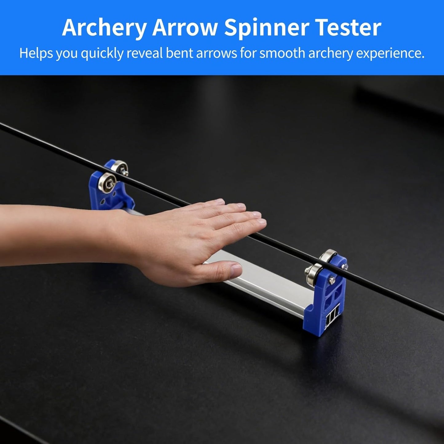 Archery Arrow Spinner Tester - Aluminum Alloy Squaring Device with Silent Stainless Steel Rollers | Shaft Straightness Checker for Precision Shooting