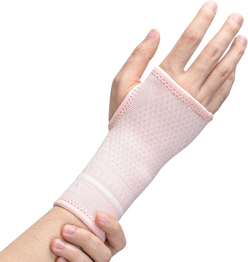 Copper Wrist Compression Sleeve - Comfortable Hand Brace for Arthritis, Tendonitis, Sprains | Left & Right - Pink, Size S