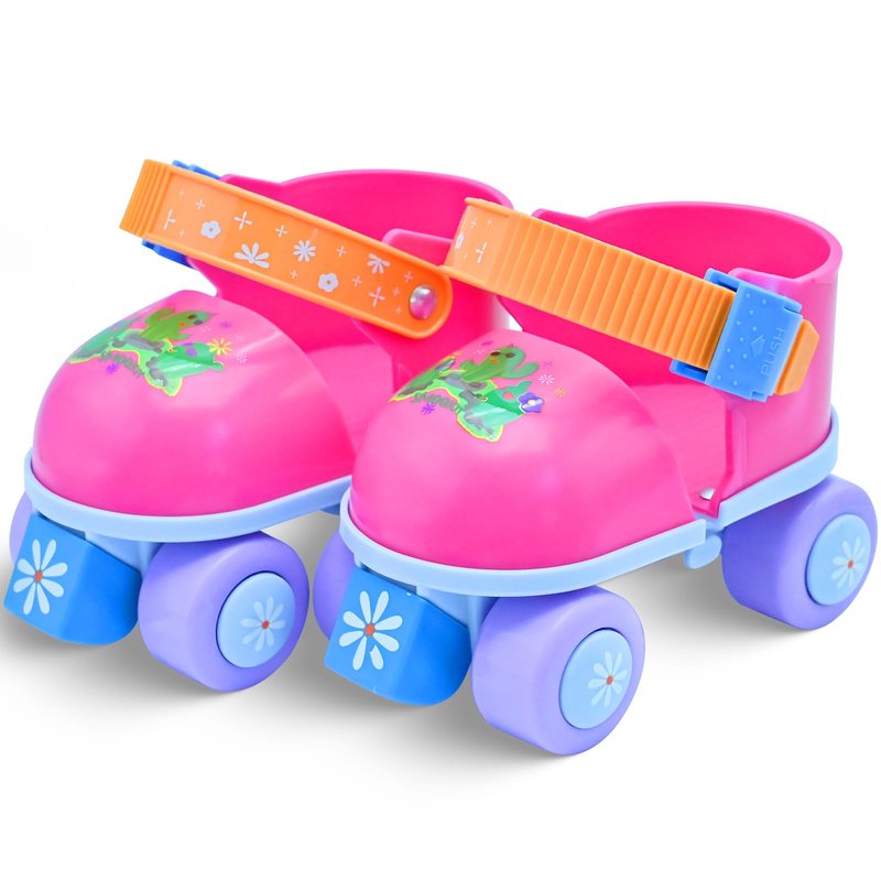 SMOOJOY Toddler Roller Skates for Kids Girls Boys Ages 2-5 Adjustable Quad Skate Shoes for Beginners Red Rollerskates