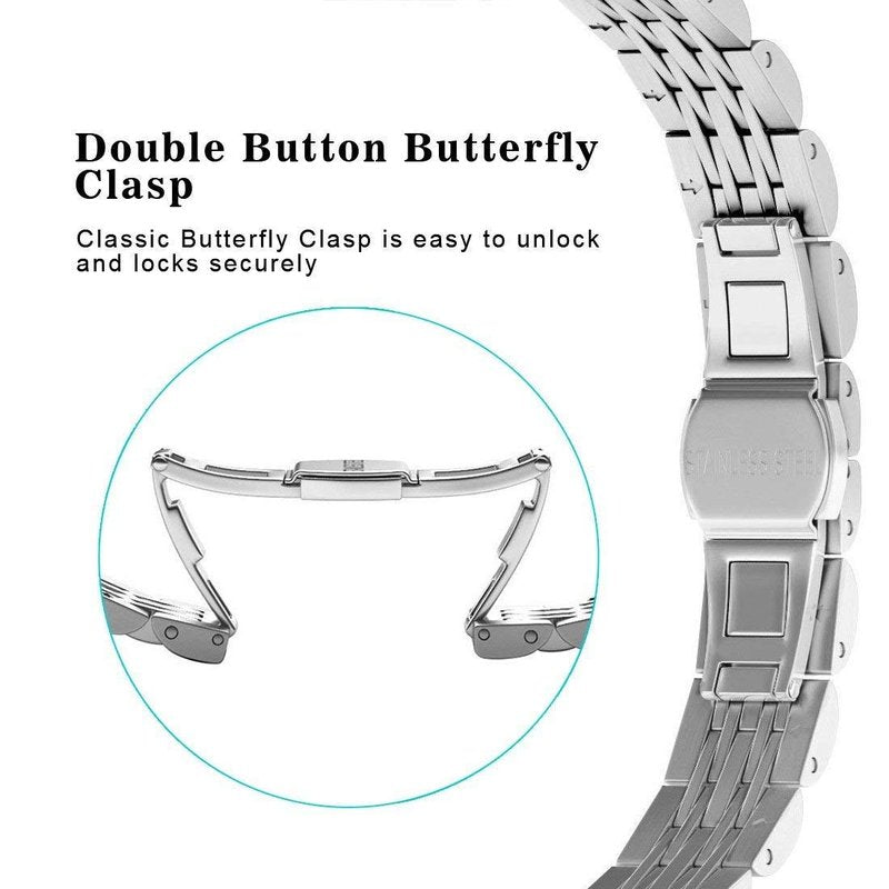 Metal Bands Compatible with Fitbit Inspire HR and Fitbit Inspire 2 for Women Men, Stainless Steel Jewelry Replacement Bracelet Bangle Wristbands