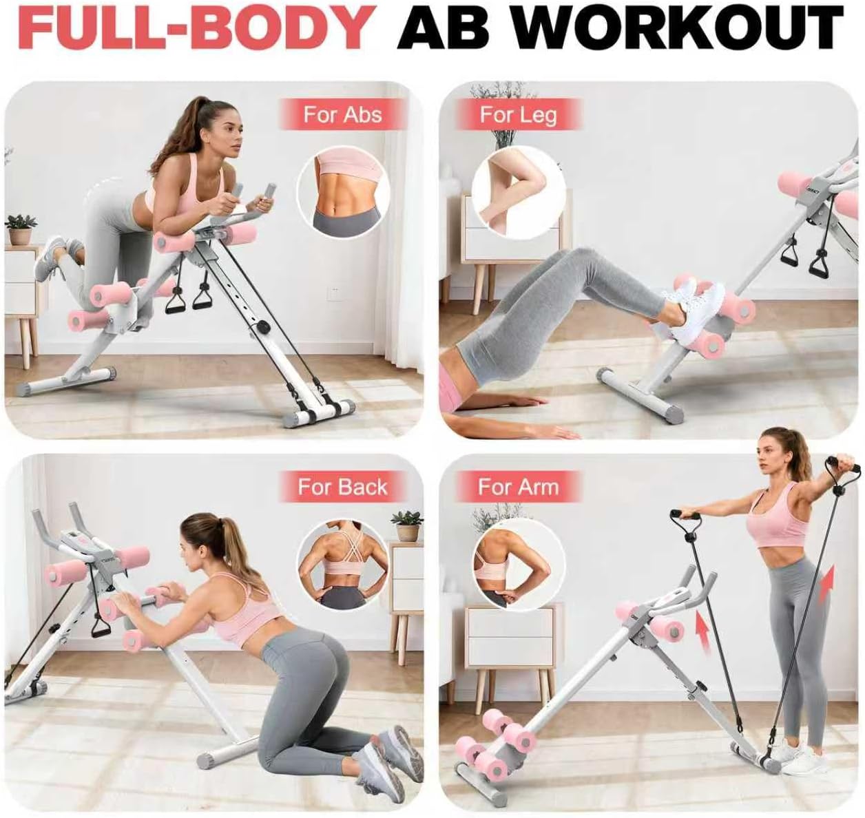 Adjustable Ab Workout Machine - Foldable Ab Trainer for Home Gym | Supports Up to 440 LBS
