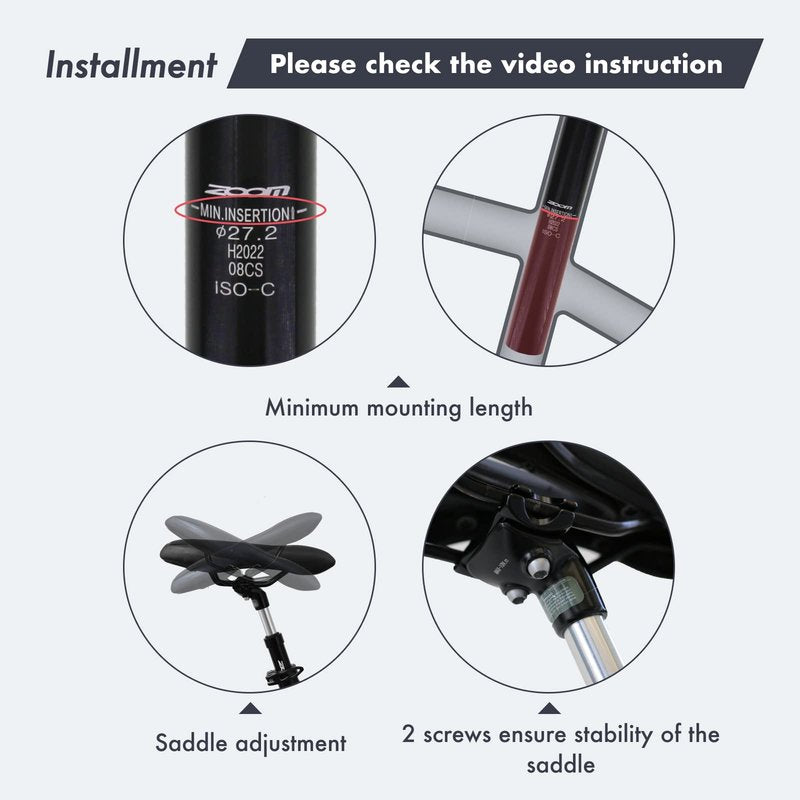 DJC Bike Suspension Seatpost Shock Absorber Damper Post 27.2 30.9 31.6 mm, Lightweight Aluminum Body(Black Head,27.2mm)