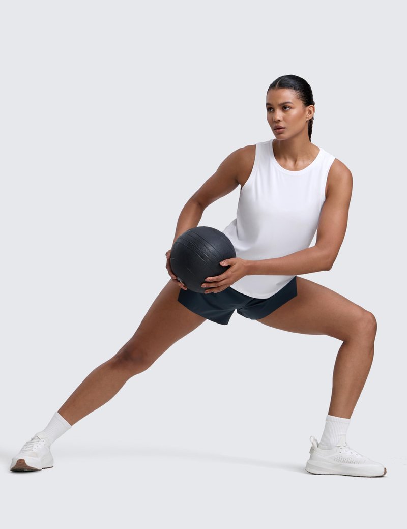 CRZ YOGA Cloudweight Open Back Workout Tops for Women Lightweight High Neck Athletic Gym Tank Soft Running Sleeveless Shirts White Medium