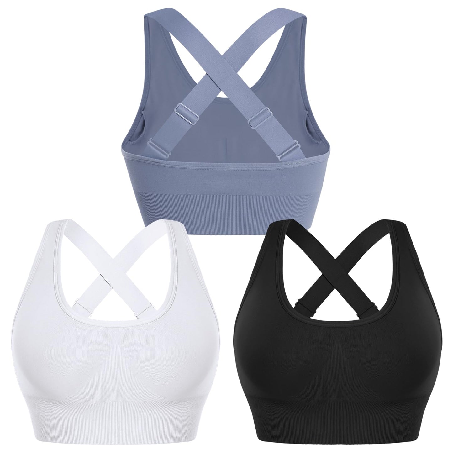 Sykooria High Impact Sports Bras for Women Adjustable Strap Sports Bras with Padding Workout Gym Yoga Crop Tops
