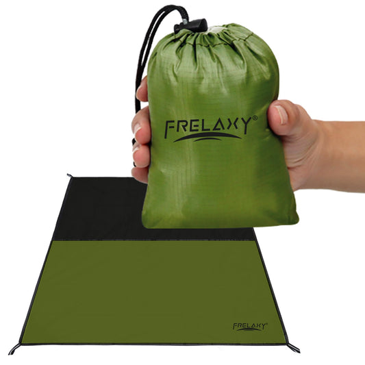 Frelaxy Pocket Picnic Blanket, Waterproof Beach Blanket, Compact Camping Blanket, Lightweight Outdoor Blanket for Beach Festival Camp Picnic Hiking Travel (Army Green, 57'' x 71'')