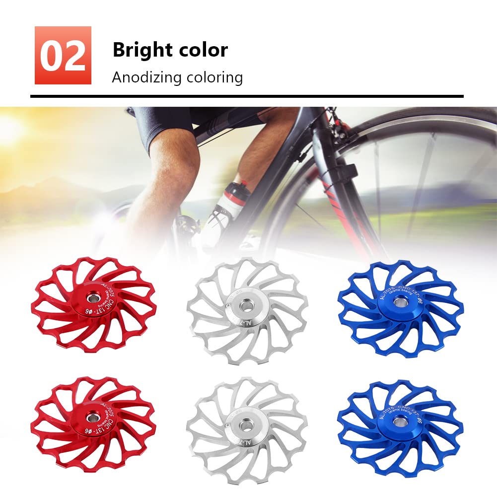 Ceramic Bearing Derailleur Pulley, Smooth Rolling Low Friction, 11T Road Bike Pulley Wheels, 2Pcs Blue for Cyclists Mechanics Road Cycling Maintenance