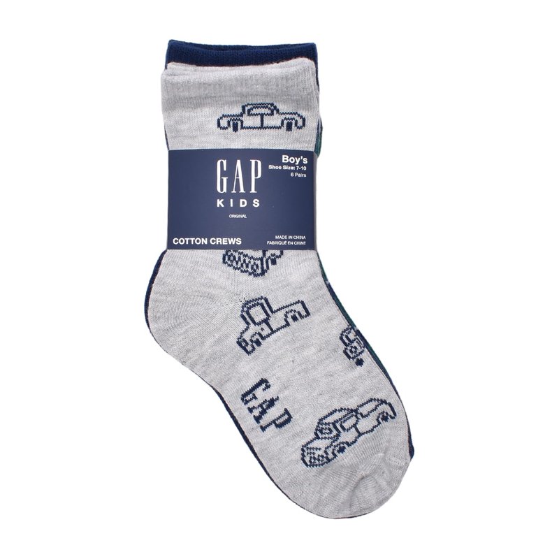 GAP Boys' Original Truck Crew Socks, 6-Pack Kids Socks, Soft & Stretchy, Comfortable