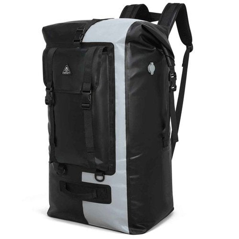 Haimont 100L Waterproof Backpack Large Roll Top Dry Backpacks Marine Dry Bags with Air Valve Travel Surfing Black/Grey