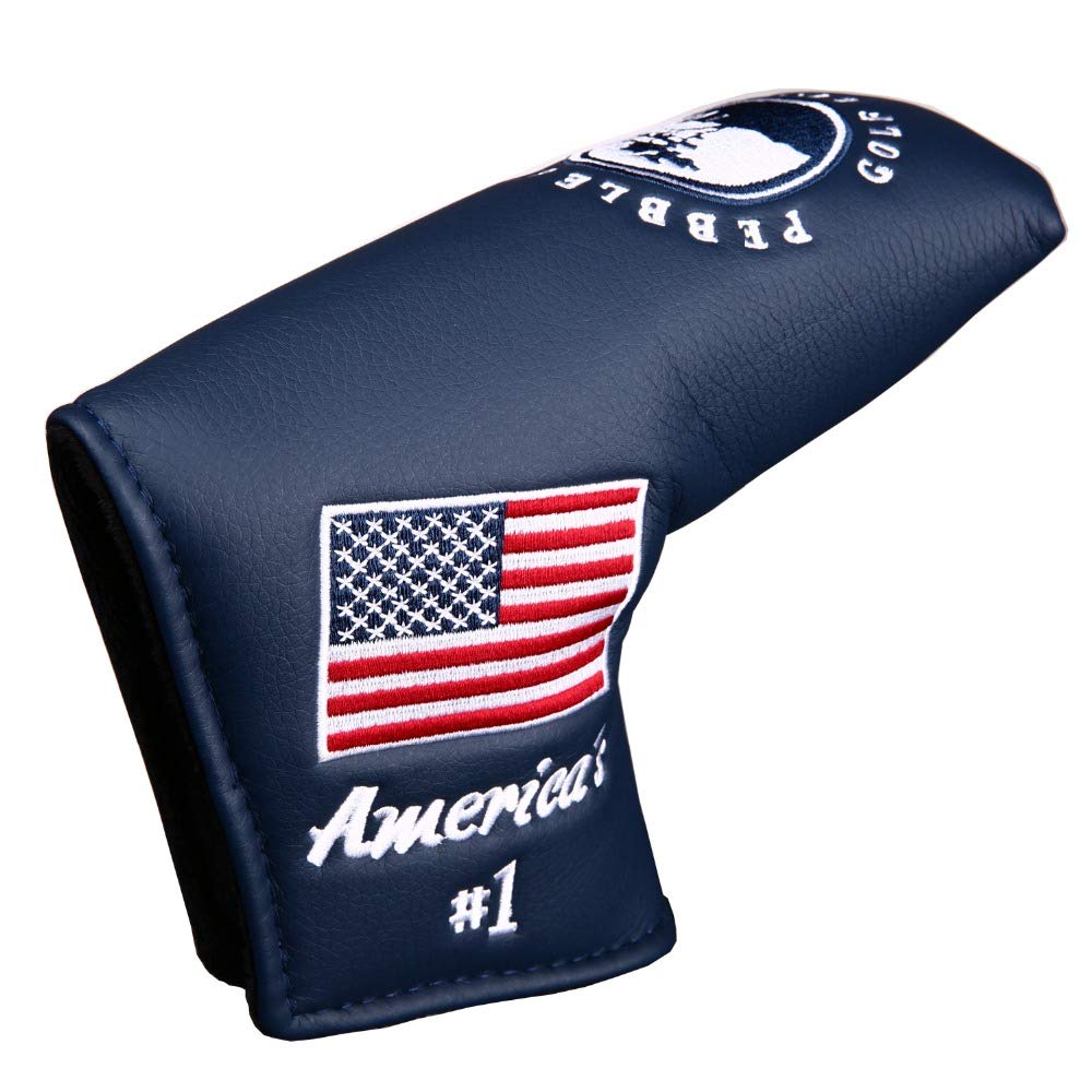 Seacloud Blue Pebble Beach Golf Head Cover Putter Blade Cover USA Flag for Scotty Cameron