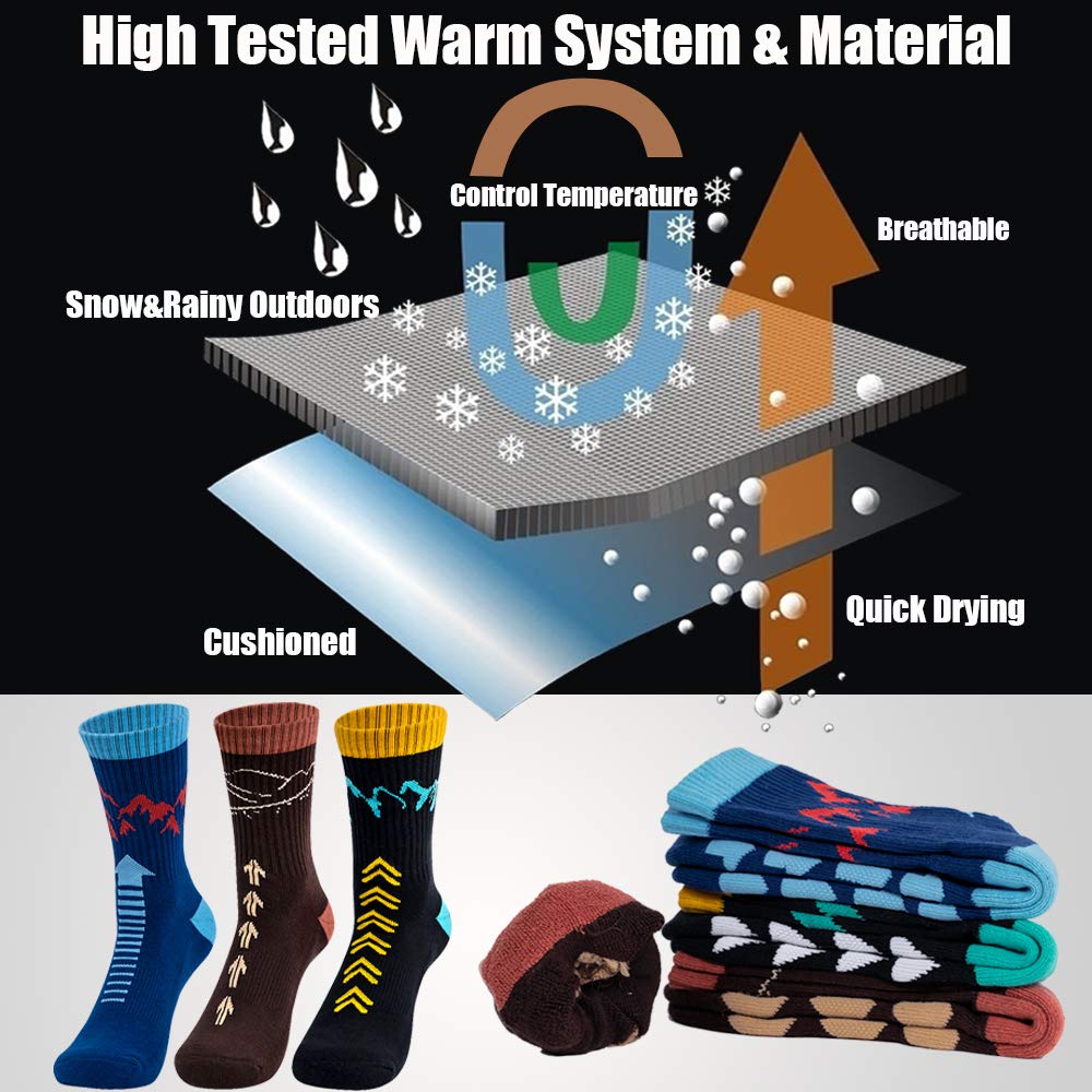 Time May Tell Mens Hiking Socks Moisture Wicking Cushion Crew Socks for Terkking,Outdoor Sports,Performance 2/4 Pack (Black,Blue,Brown,Green(4 pairs), US size 9/''-12