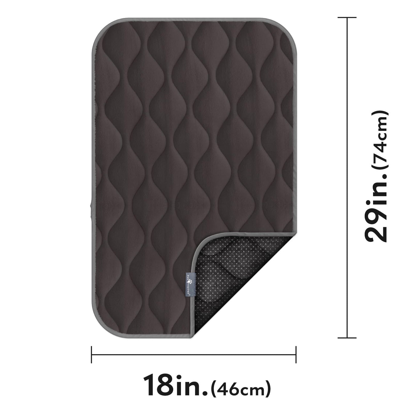 Paw Inspired Washable Padded Crate Mats for Dogs, Gray, 29x18 Inch