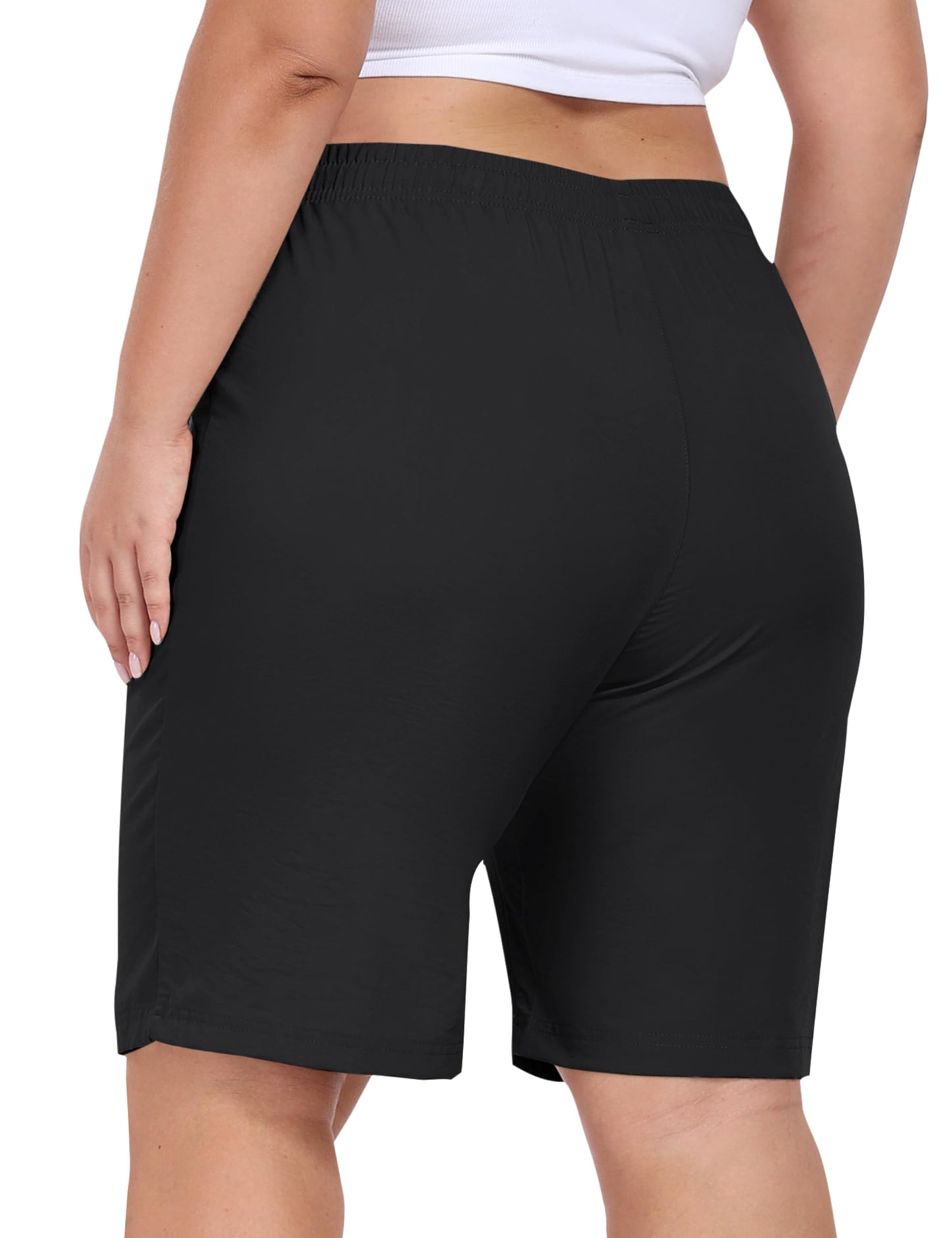 MoFiz Women's Plus Size Hiking Cargo Shorts Quick Dry Athletic Shorts for Camping Travel Golf Shorts Black 4XL