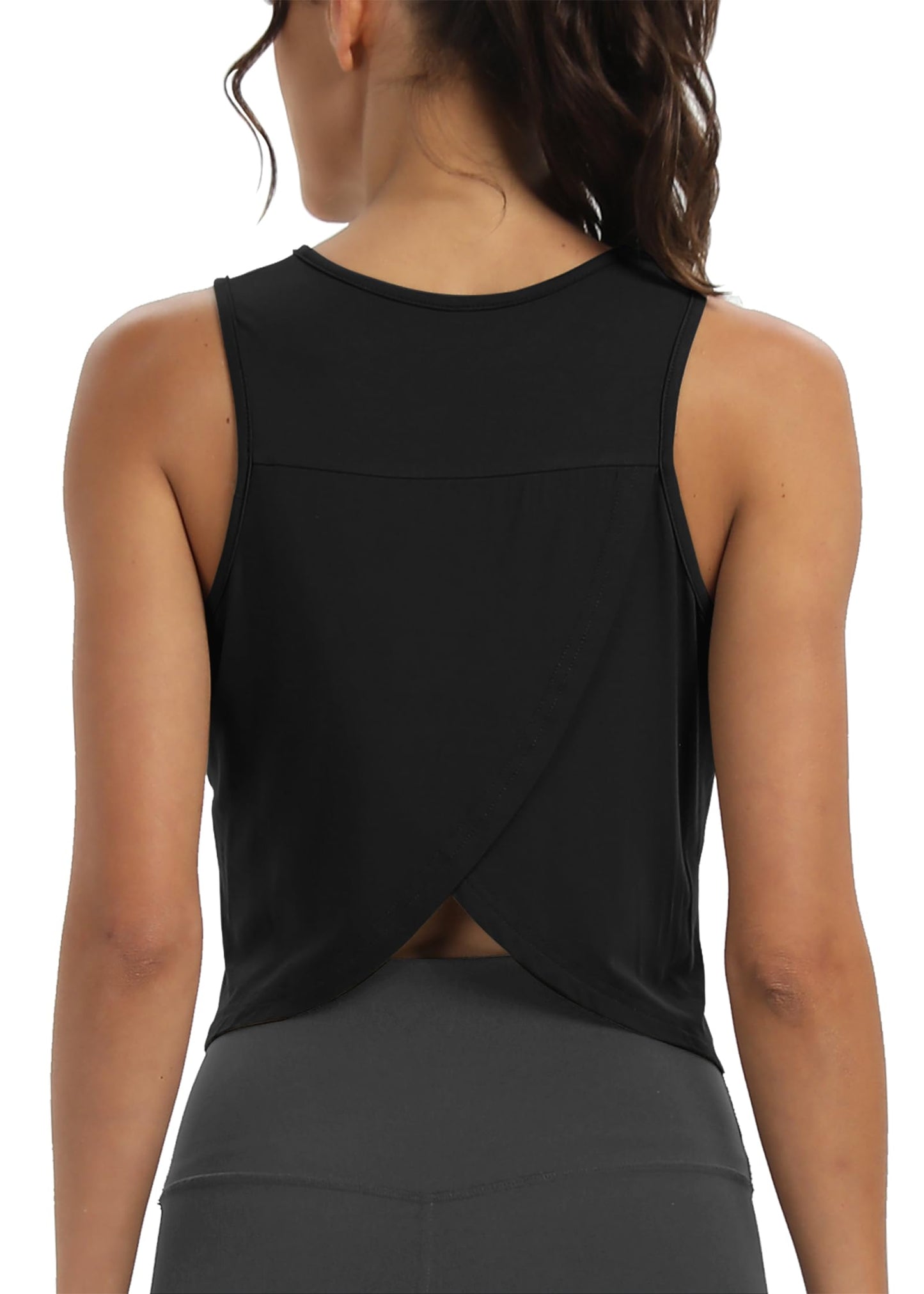 Mippo Crop Workout Tops for Women High Neck Tank Tops Muscle Tank Athleitc Gym Shirts Exercise Sports Shirts Black M