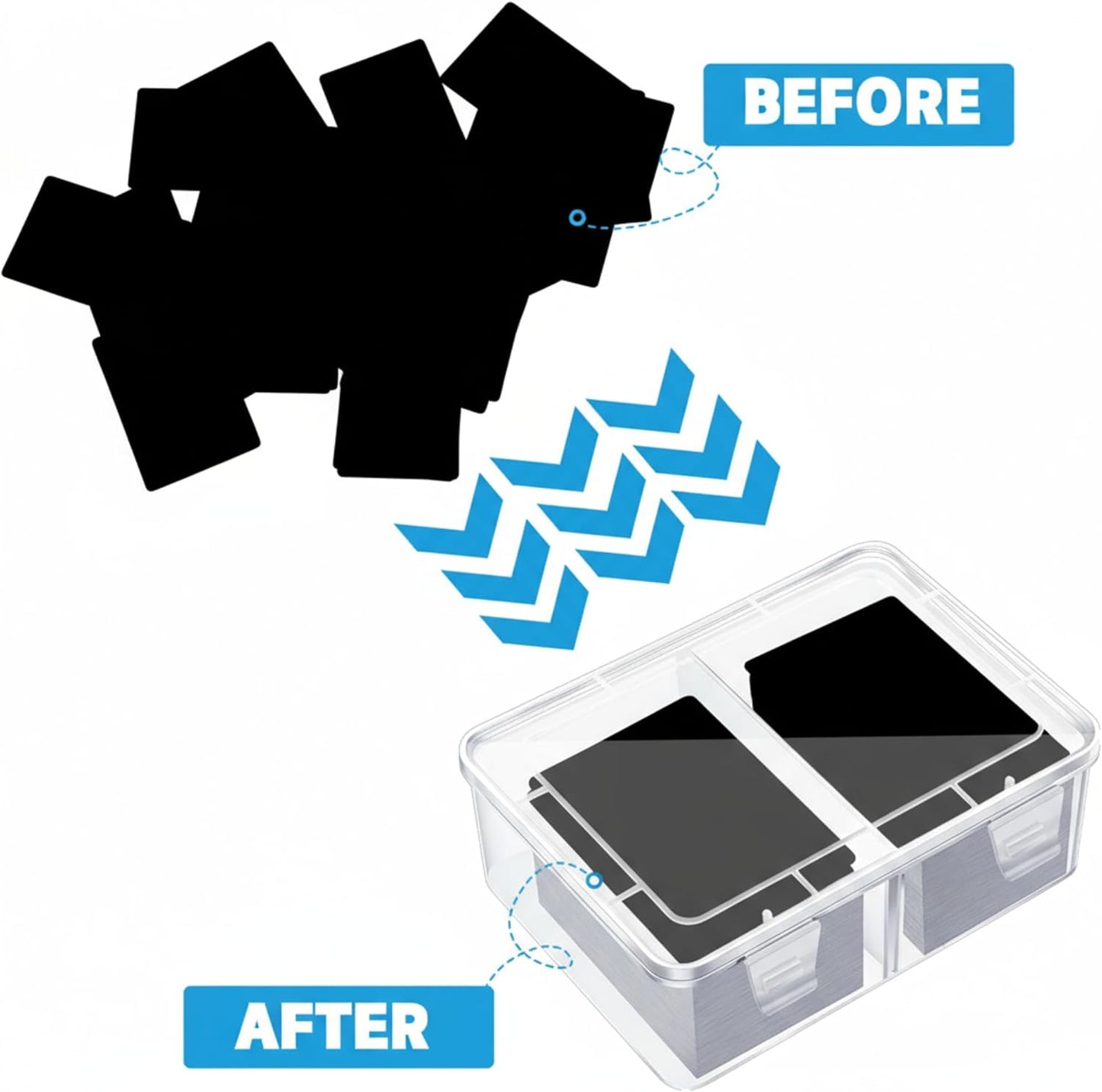 Vicenpal 300 Card Storage Box - Clear Plastic Trading Card Case with Removable Divider | Organizer for MTG, Baseball, Football (4 Pcs)