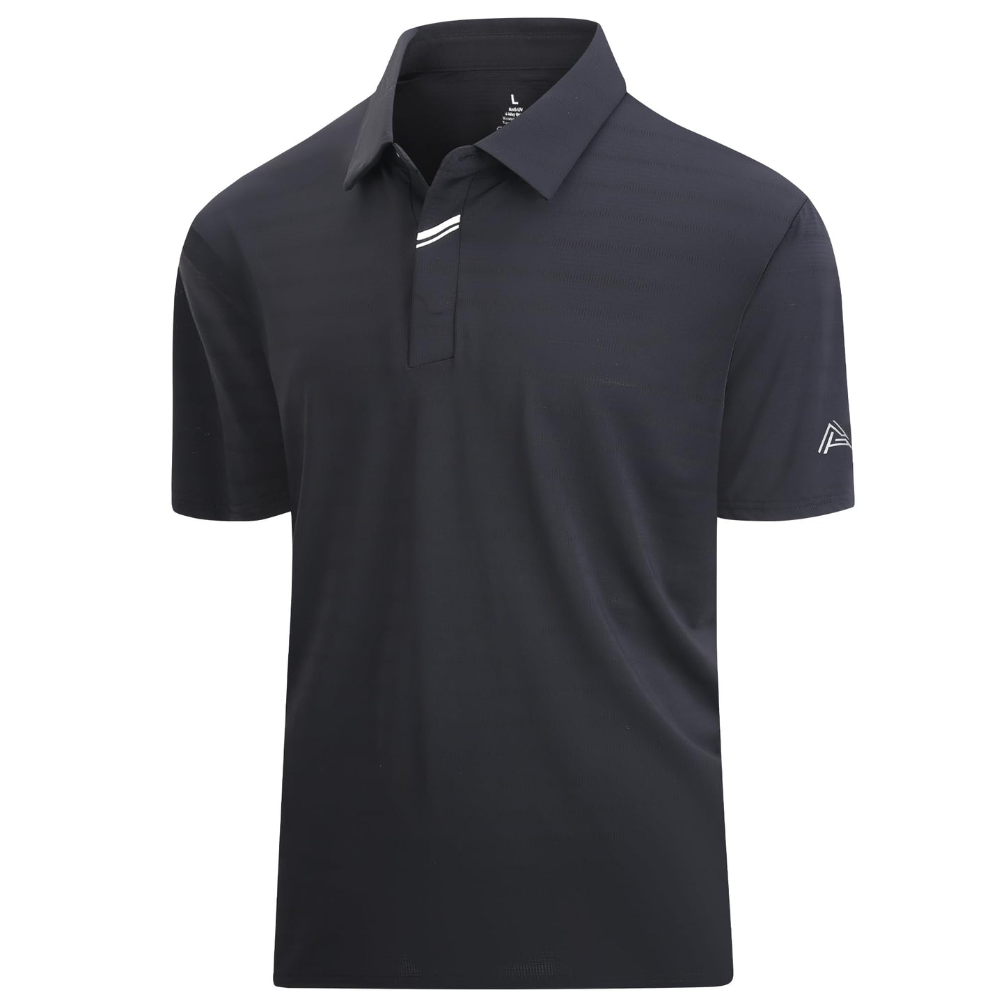 Esabel.C Jacquard Golf Shirts for Men Moisture Wicking Short Sleeve Performance Dry Fit Active Mens Polo Shirts,Black,XL