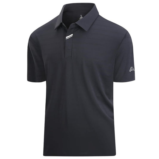 Esabel.C Jacquard Golf Shirts for Men Moisture Wicking Short Sleeve Performance Dry Fit Active Mens Polo Shirts,Black,XL