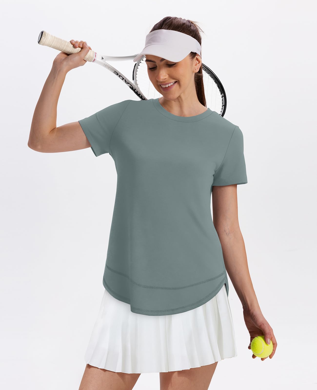 Summer Tops for Women 2026 Short Sleeve Workout Clothes Athletic Shirts Pilates Outfits Camisetas Deportivas para Mujer Blue L