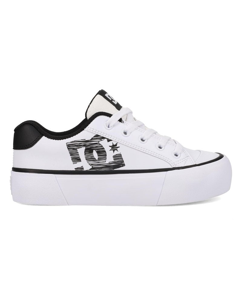 DC Women's Chelsea Platform Skate Shoe White/Black