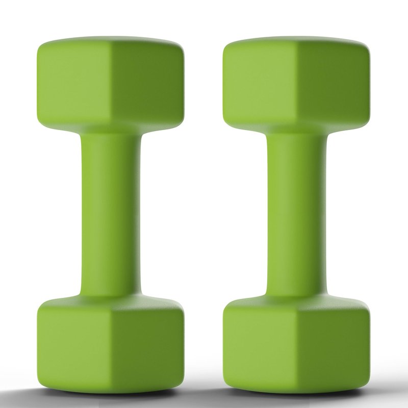 GRETERST Hex Dumbbells Set Rubber Coated Hand Weights Exercise & Fitness for Home Gym Workouts Weight Strength Training, Anti-Slip, Anti-Roll, Set of 2, Green, 1LB