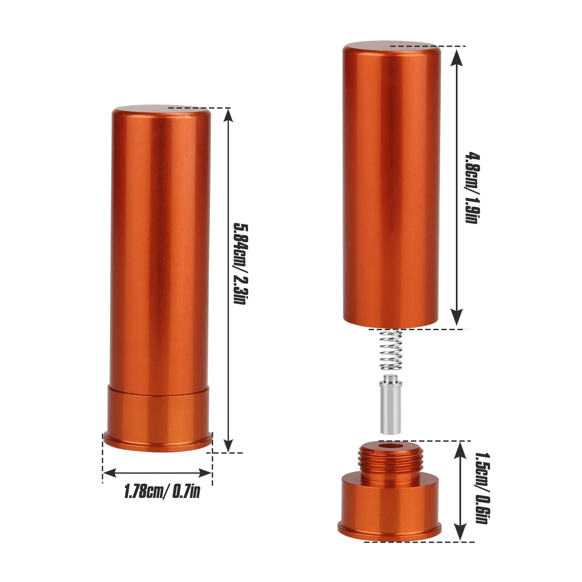 GUGULUZA 4-Pack Aluminum Snap Caps, 12 Gauge / 20 GA Shotgun Dummy Rounds for Dry Fire Training — Reusable, with High-Visibility Orange Coating for Safe Loading Practice, 20 GA