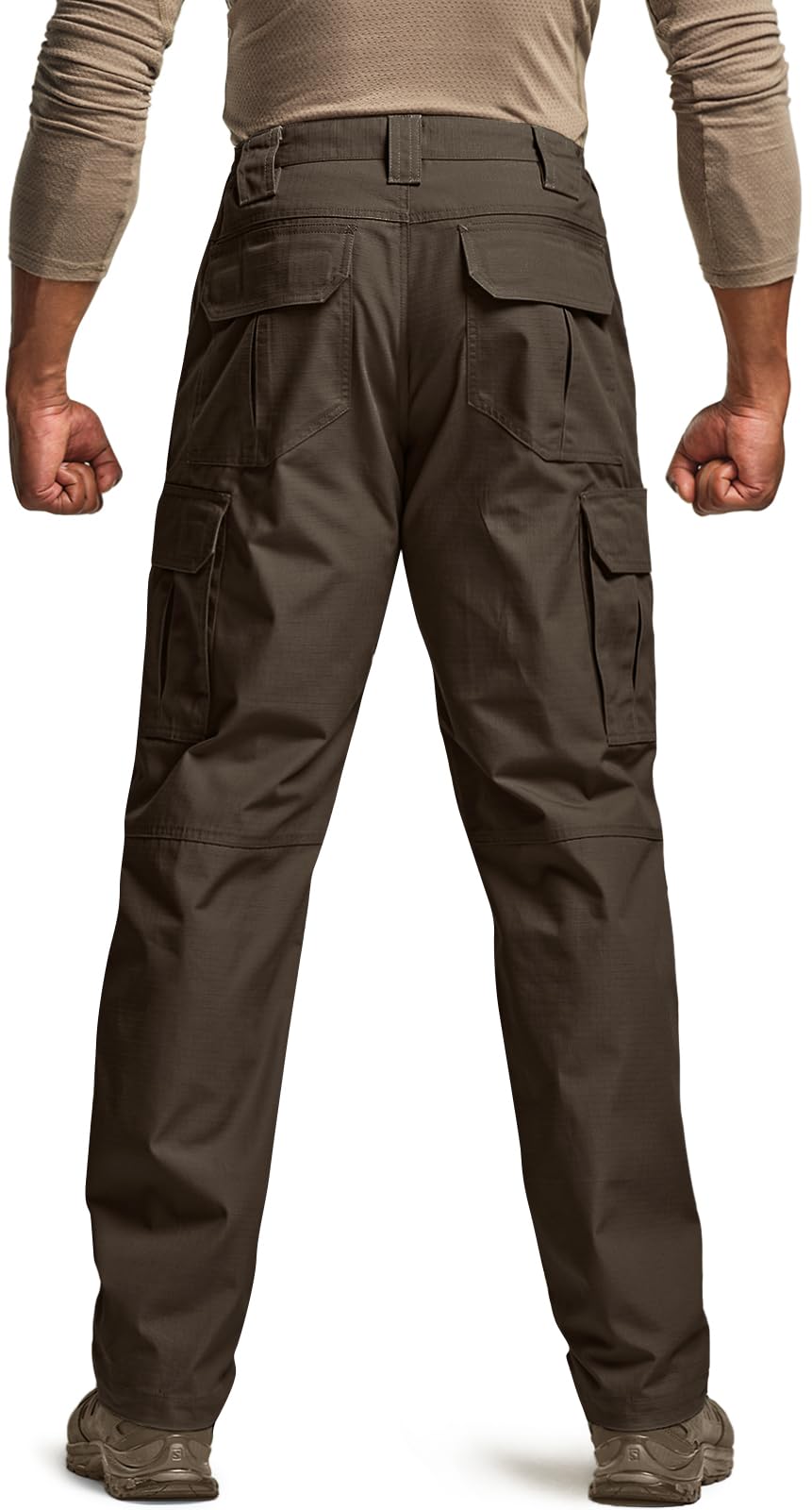 CQR Men's Tactical Pants, Water Resistant Ripstop Cargo Pants, Lightweight EDC Work Hiking Pants, Outdoor Apparel, Raider Dark Brown, 36W x 32L