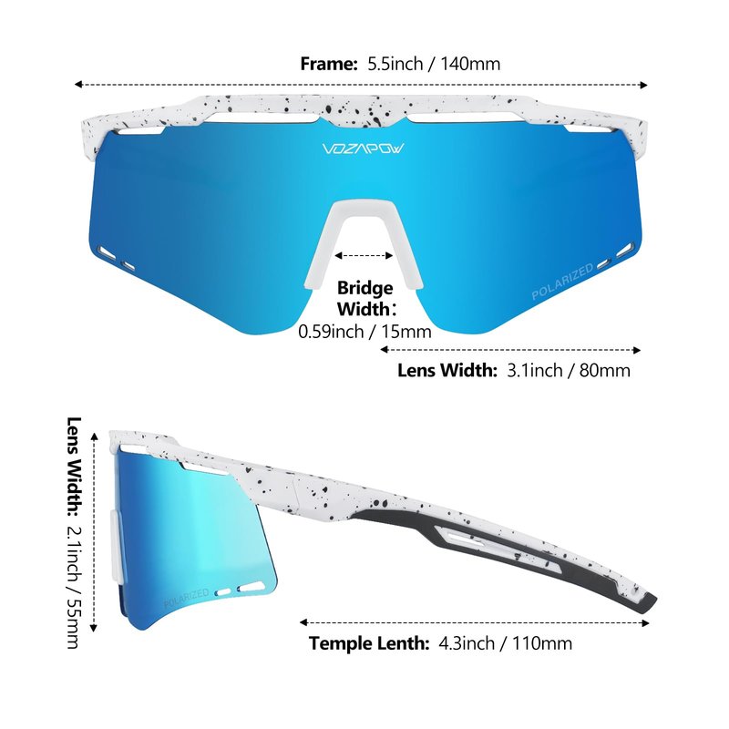 VOZAPOW Sports Sunglasses for Men Women, Polarized Cycling Glasses Baseball Sunglasses UV Protection for Running MTB Softball